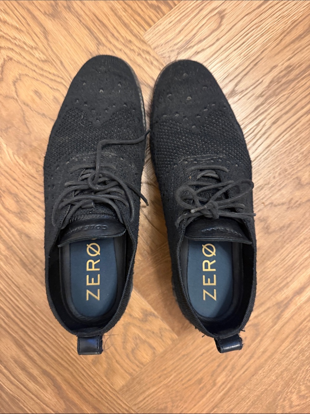 Cole Haan Black Knit Lace-Up Oxfords